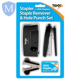 Stapler & Hole Punch - 4 Piece Set (No10 Staples) (Stationery Essential) Mansuri